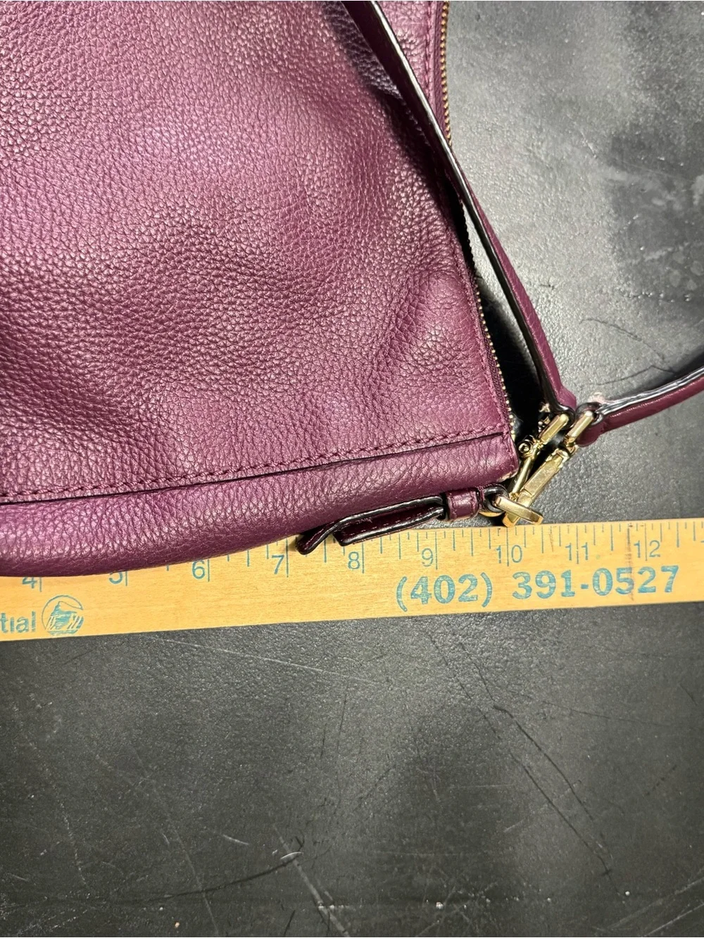 kate‎ spade plum pebbled leather shoulder bag with gold hardware